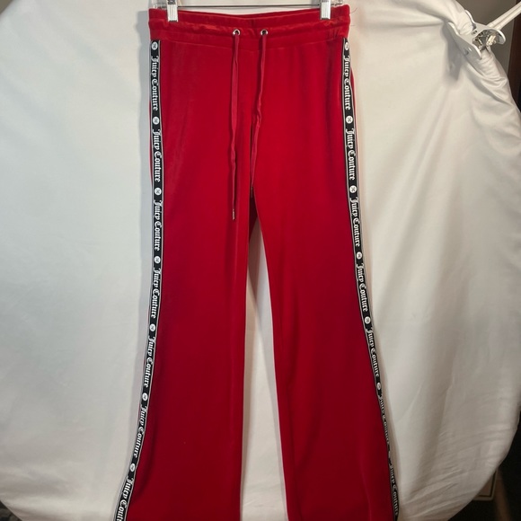 Juicy Couture Woman's Red Velour Track Pants - Picture 1 of 3